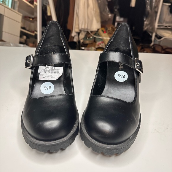 Soda Shoes - Soda Black Mary Jane Platform Pumps